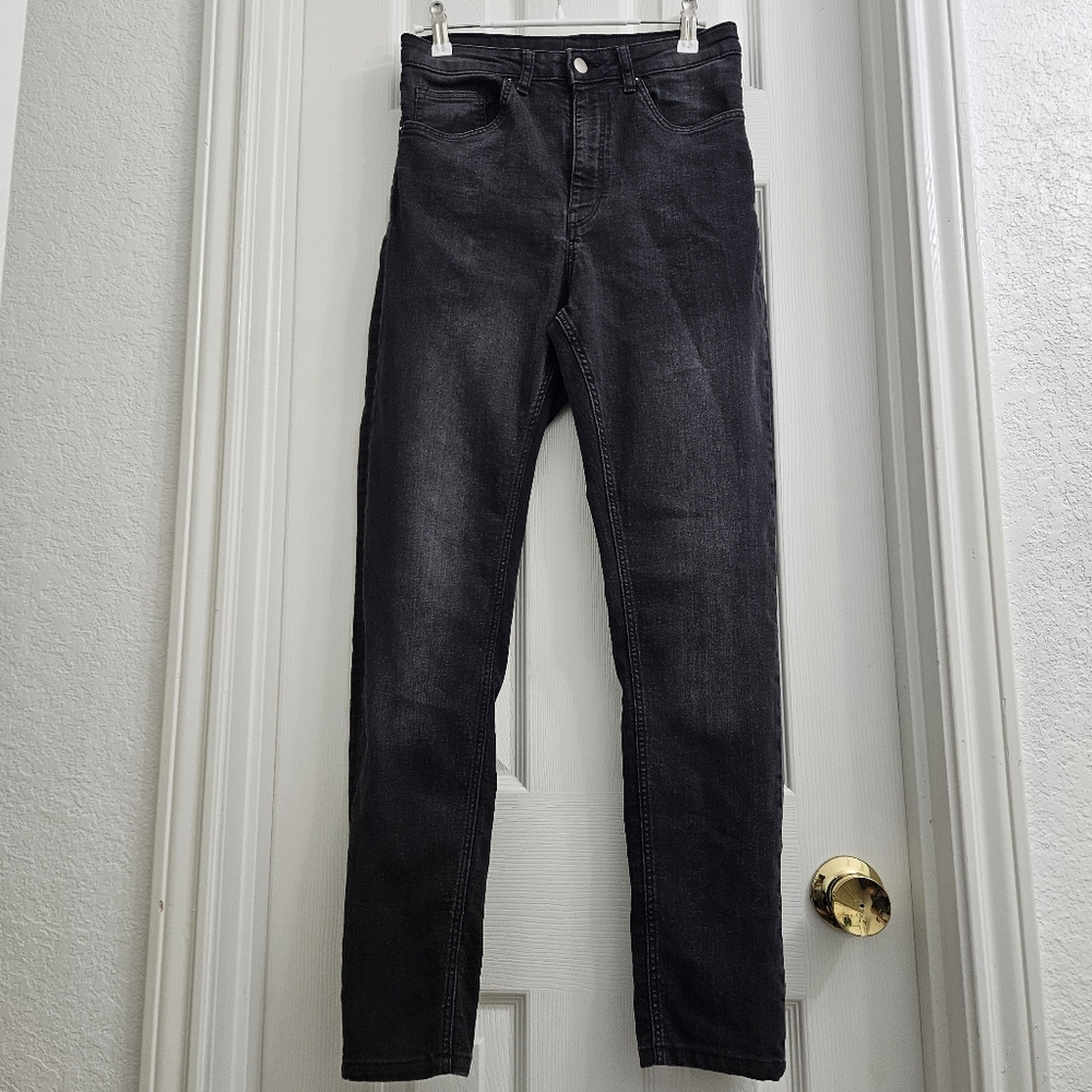 H&M Womens Faded Black Slim Fit High Rise Denim Jeans, Size S-M